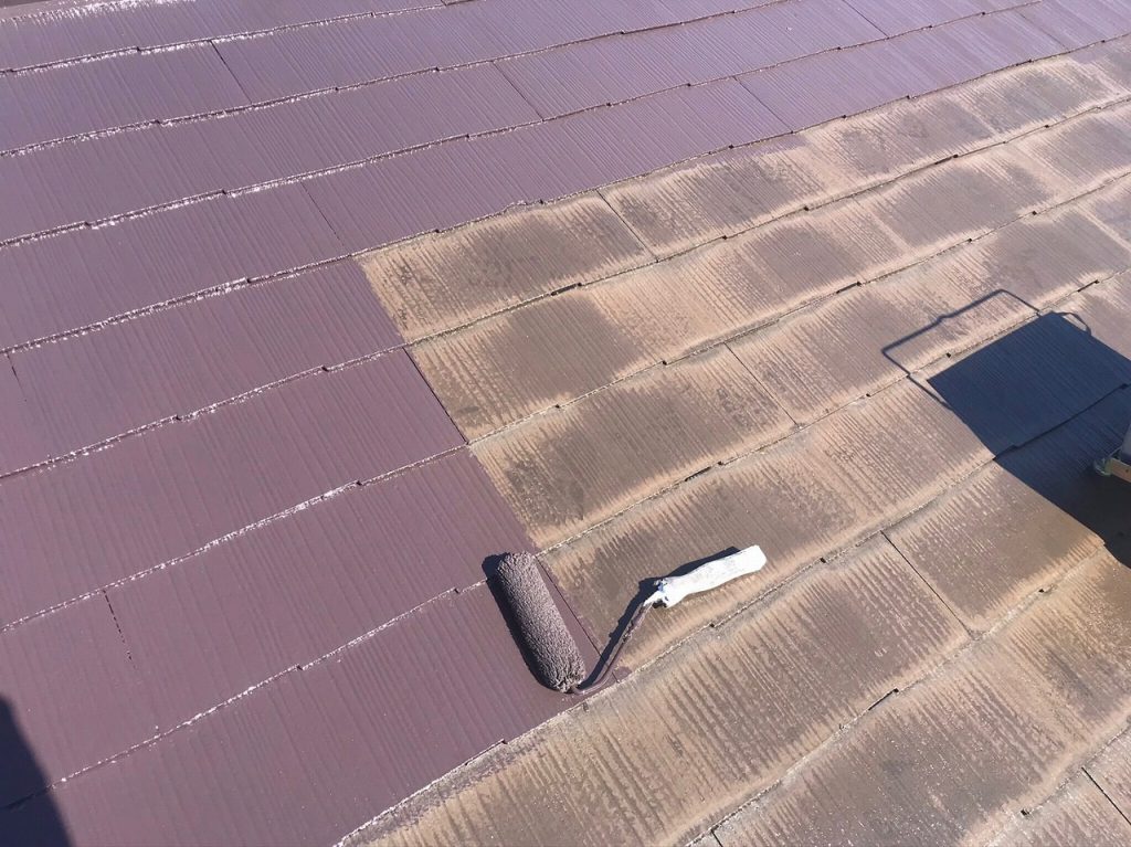 屋根塗装　中塗り　プラチナルーフバインダー