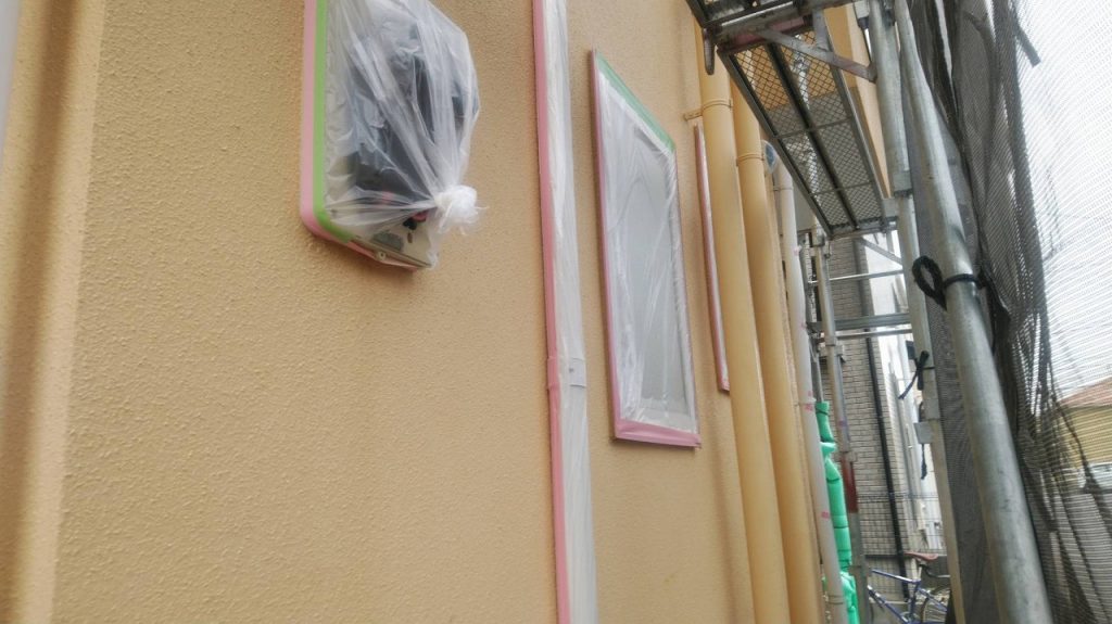 養生　保護　外壁塗装　モルタル