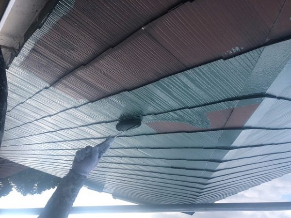 屋根塗装　新生スレート瓦　2回塗り　セミフロンルーフバインダーSiⅡ
