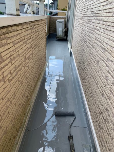 千葉市　バルコニー　ウレタン防水　通気緩衝工法　2回塗り　ウレタン樹脂