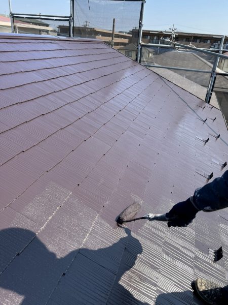 千葉市　屋根塗装　中塗り　プラチナルーフバインダー