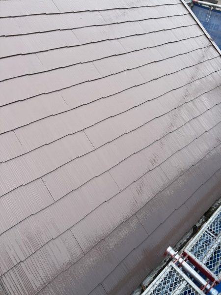 八千代市　屋根塗装　新生スレート瓦　上塗り　サーモアイSi