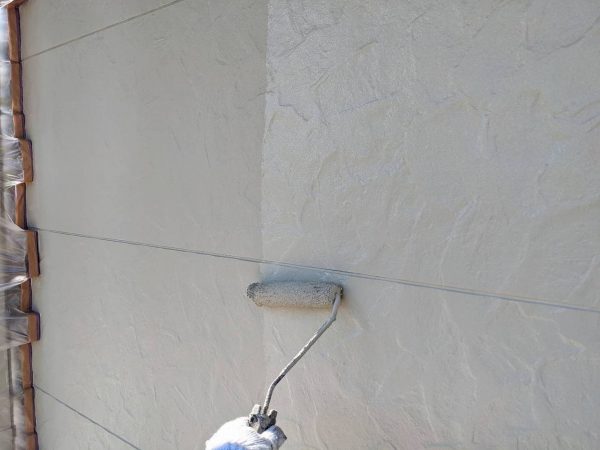 習志野市　外壁塗装　上塗り　プラチナ無機コート　クリヤ