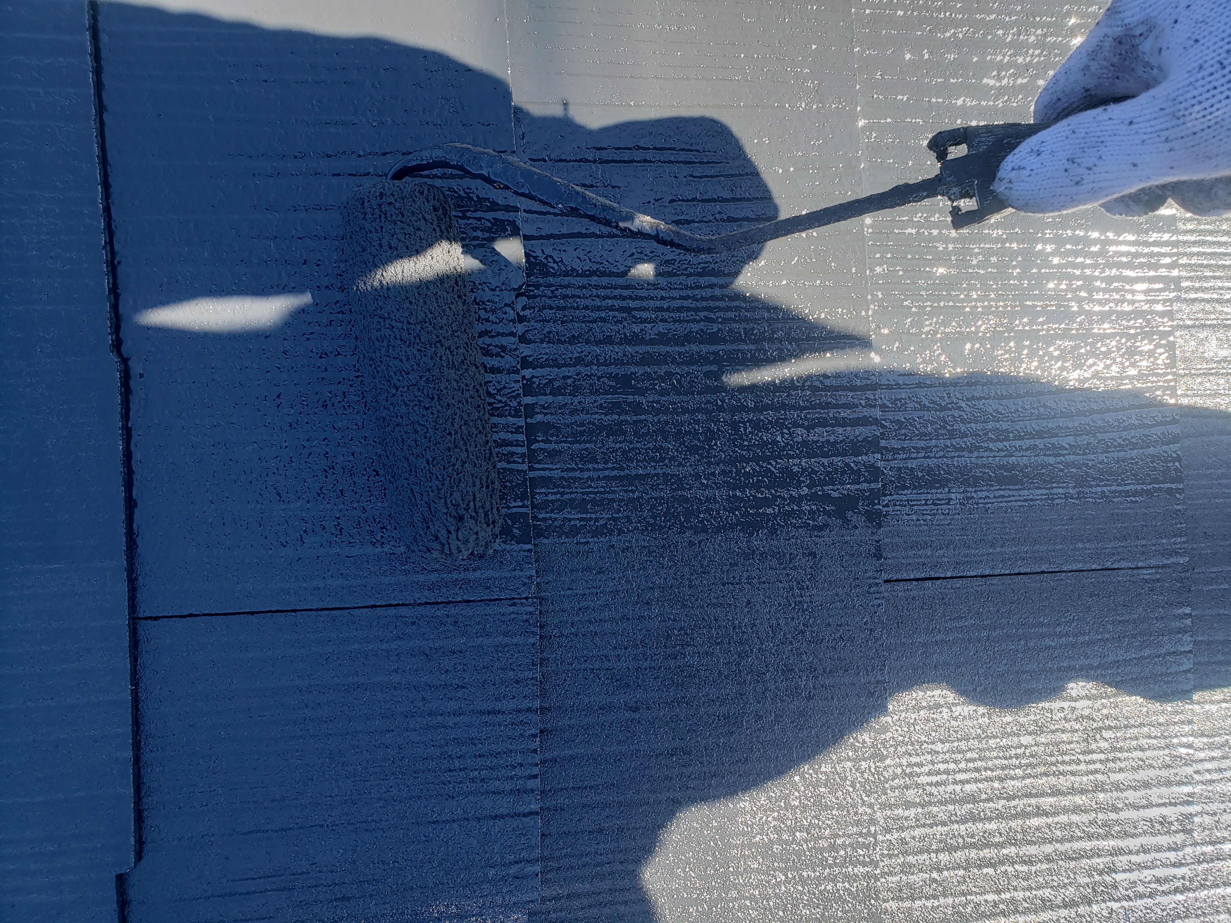 八千代市　屋根塗装　上塗り　ファインパーフェクトベスト