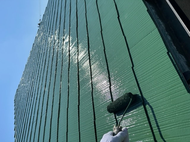 八千代市　屋根塗装　上塗り　プラチナ無機ルーフ