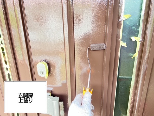 千葉市　付帯部塗装　玄関ドア　鉄部　錆止め　ファインパーフェクトトップ