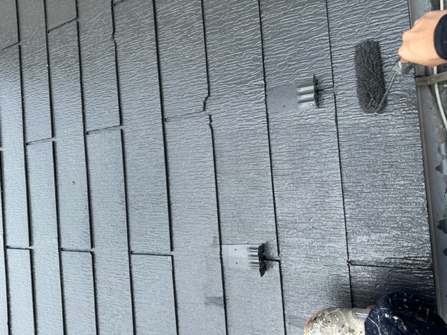 千葉市　屋根塗装　上塗り　ファインパーフェクトベスト