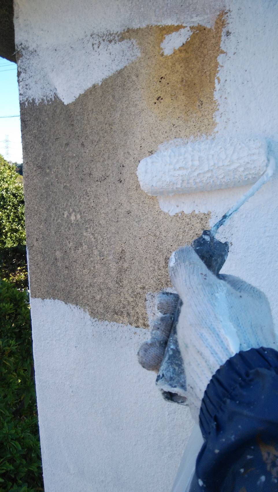 千葉市　施設　外壁塗装　下塗り　ダイナミックフィラー