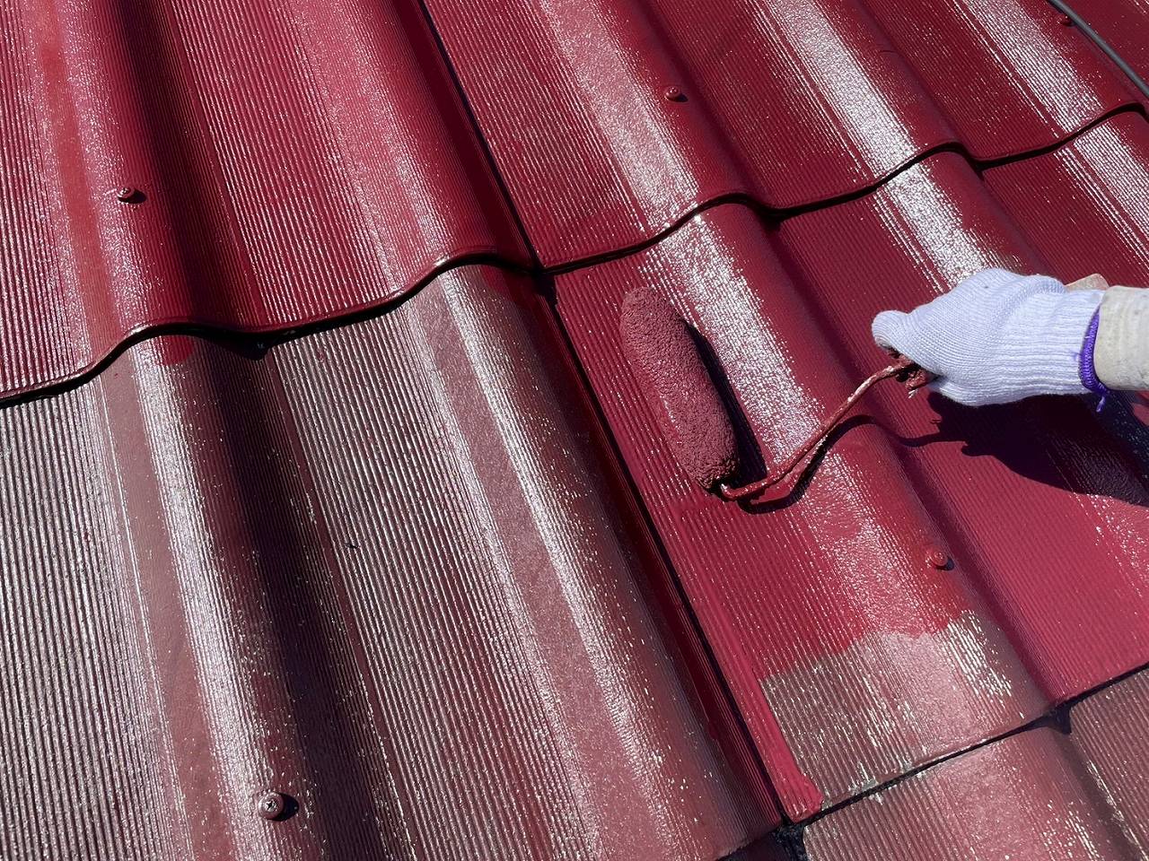 習志野市　屋根塗装　上塗り　水系ナノシリコン